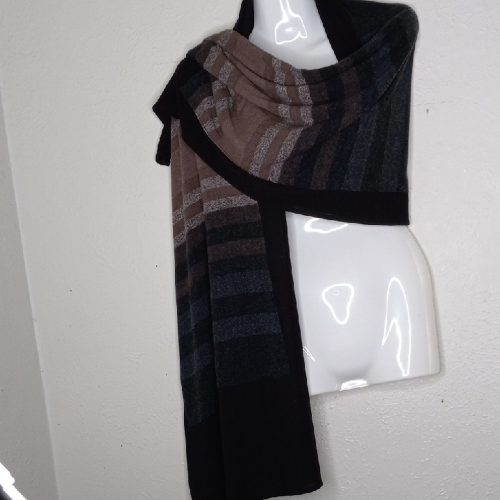 Nordstrom Black And Graduating Soft Muted Colors,  Knit Scarf.